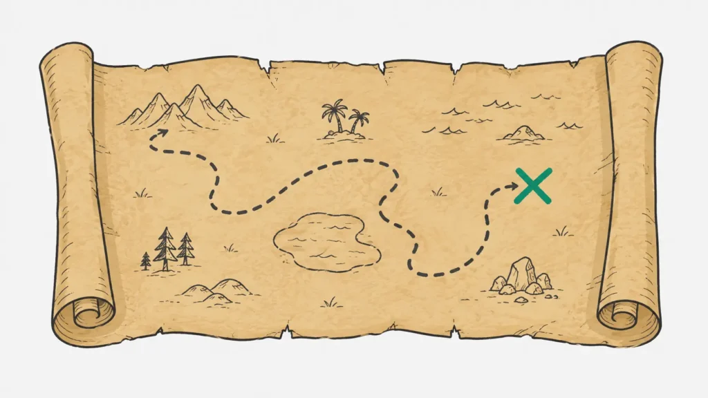 Treasure map illustration representing hidden UX design opportunities in established B2B companies